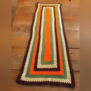 Vintage 60s 70s Hand Crocheted Throw Sofa Couch Blanket Afghan